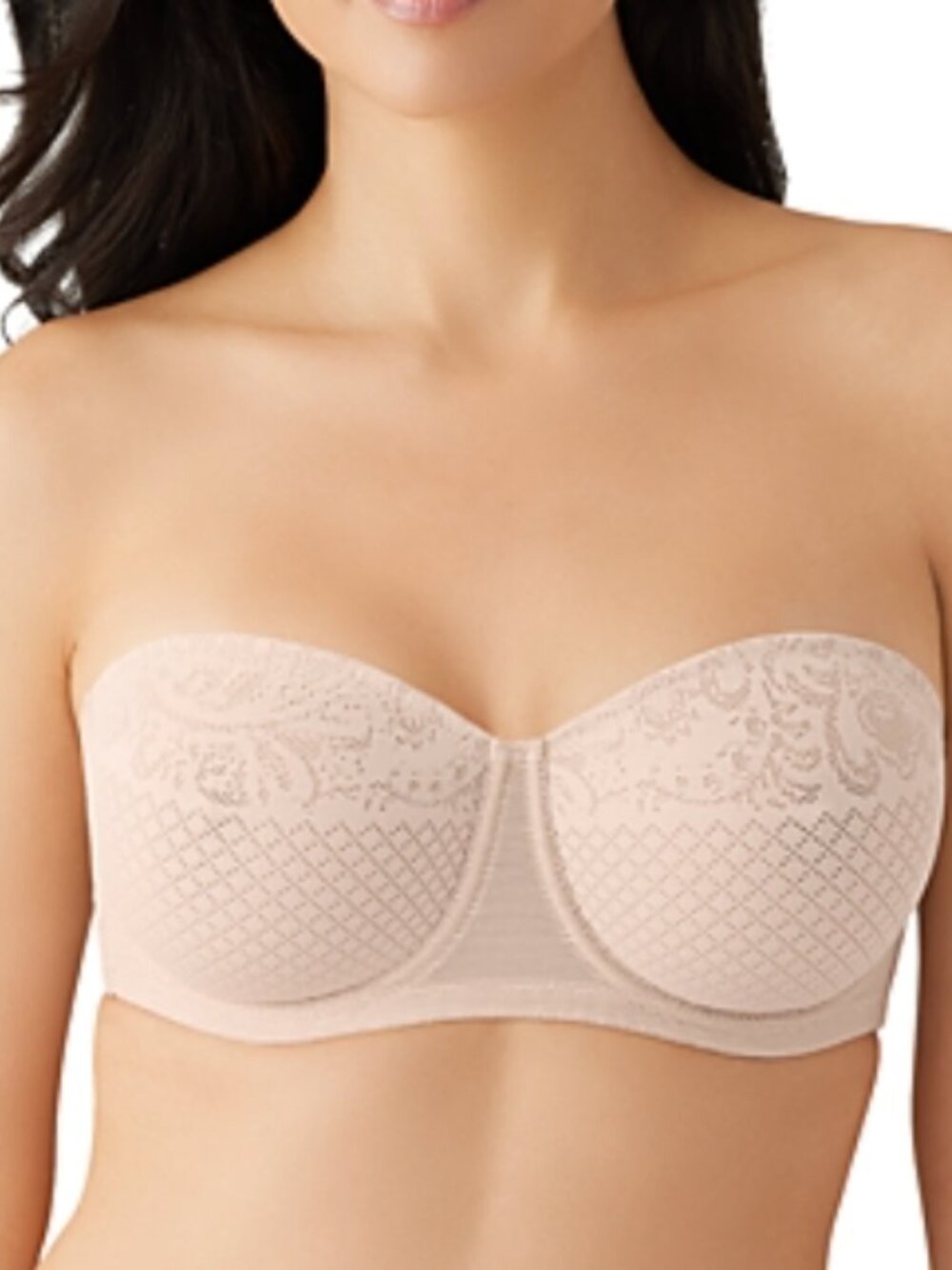 Wacoal Visual Effects Strapless Lace Minimizer Bra Beige Size 36DD 12967